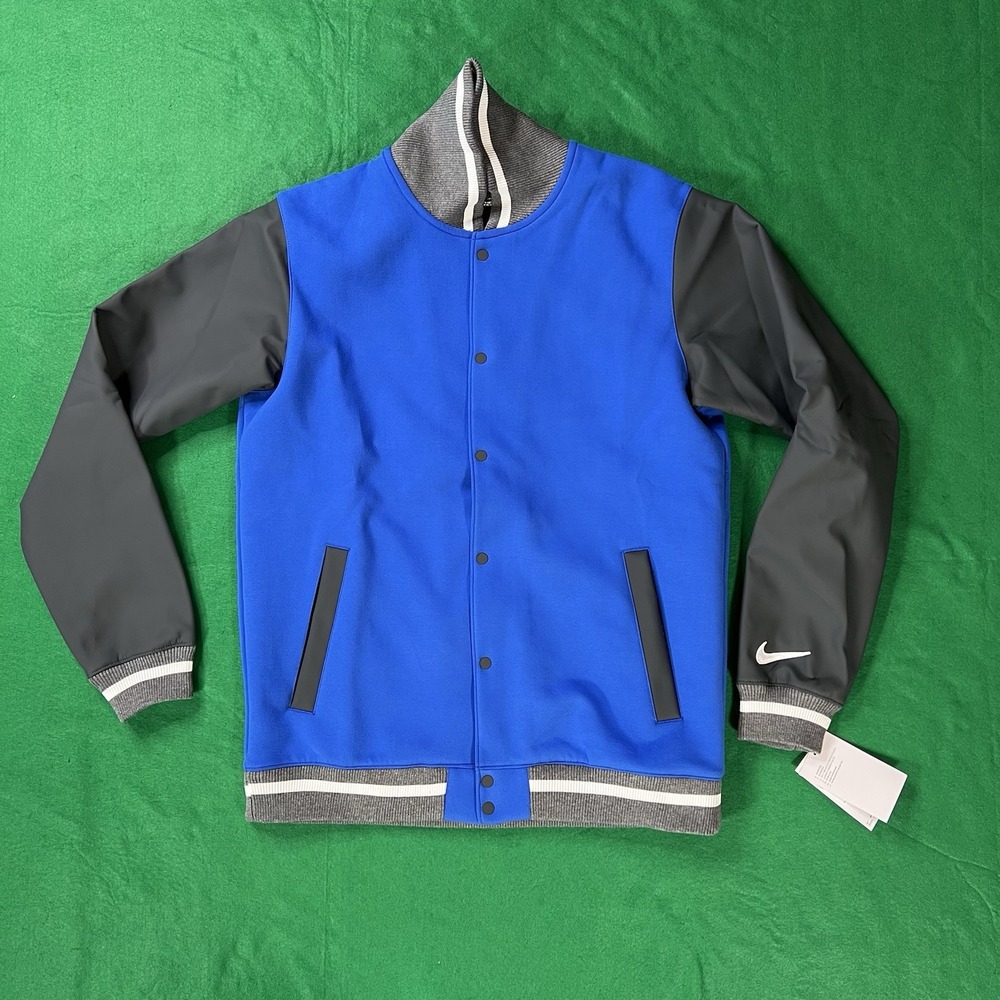Nike Varsity Jacket Letterman Bomber Mens Size XL Royal Blue Gray DJ5971-493